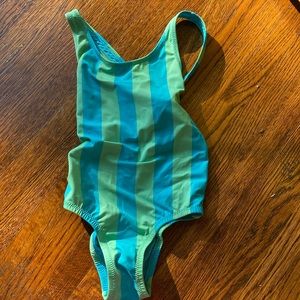 Primary cross strap stripe swimsuit